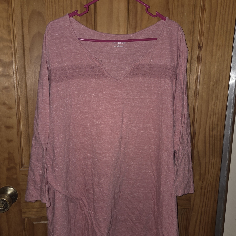 Catherines Women's Pink V-Neck Top